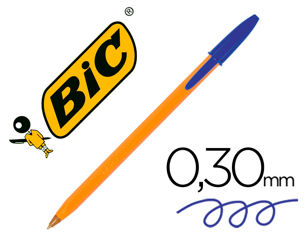 Boligrafo bic naranja fine original azul