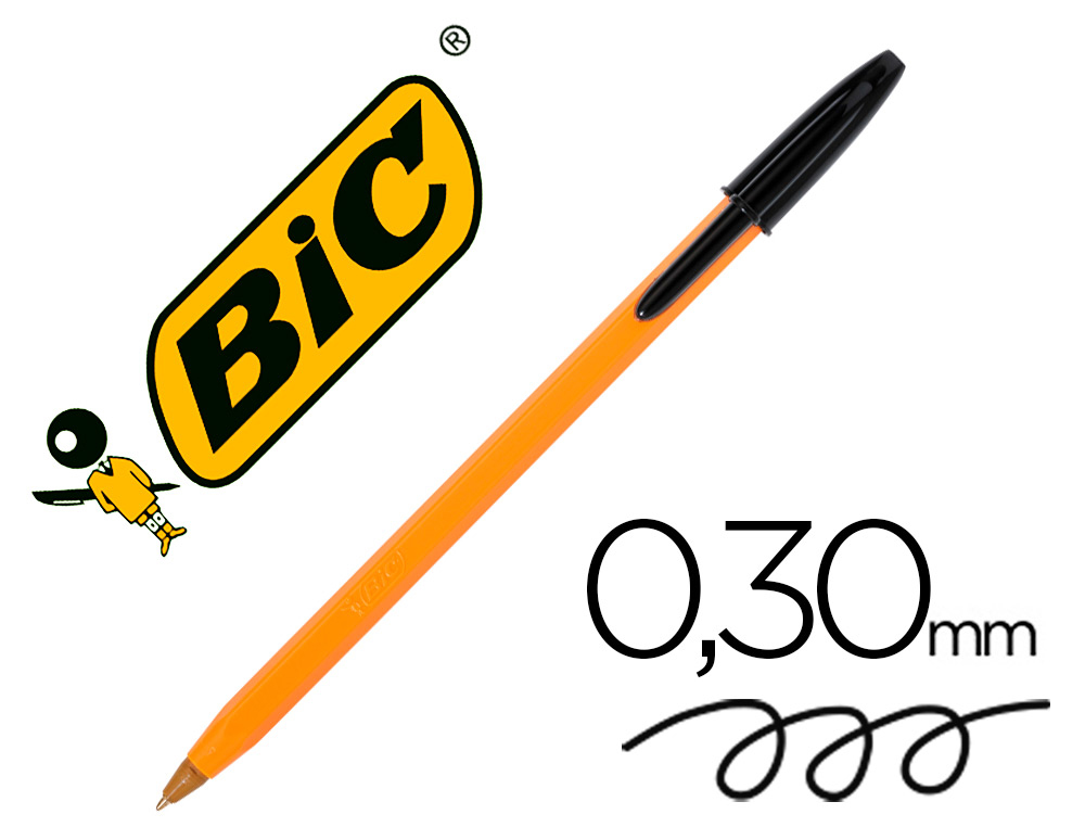 Boligrafo bic naranja fine original negro