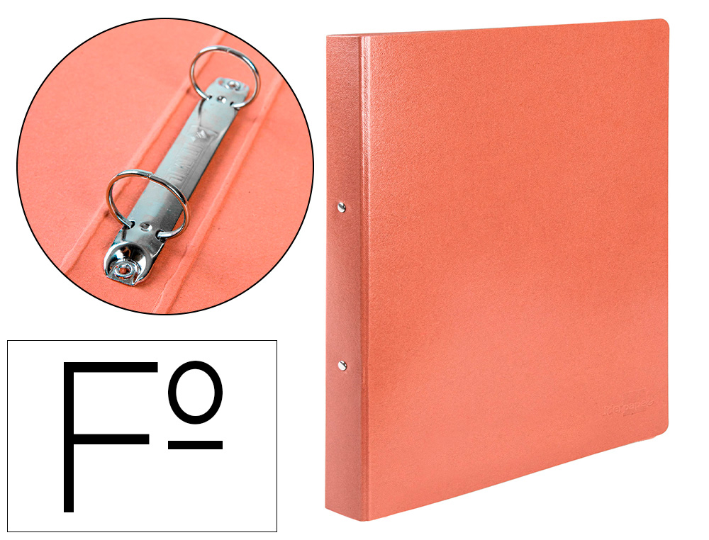 Carpeta de 2 anillas 25mm redondas liderpapel folio carton cuero