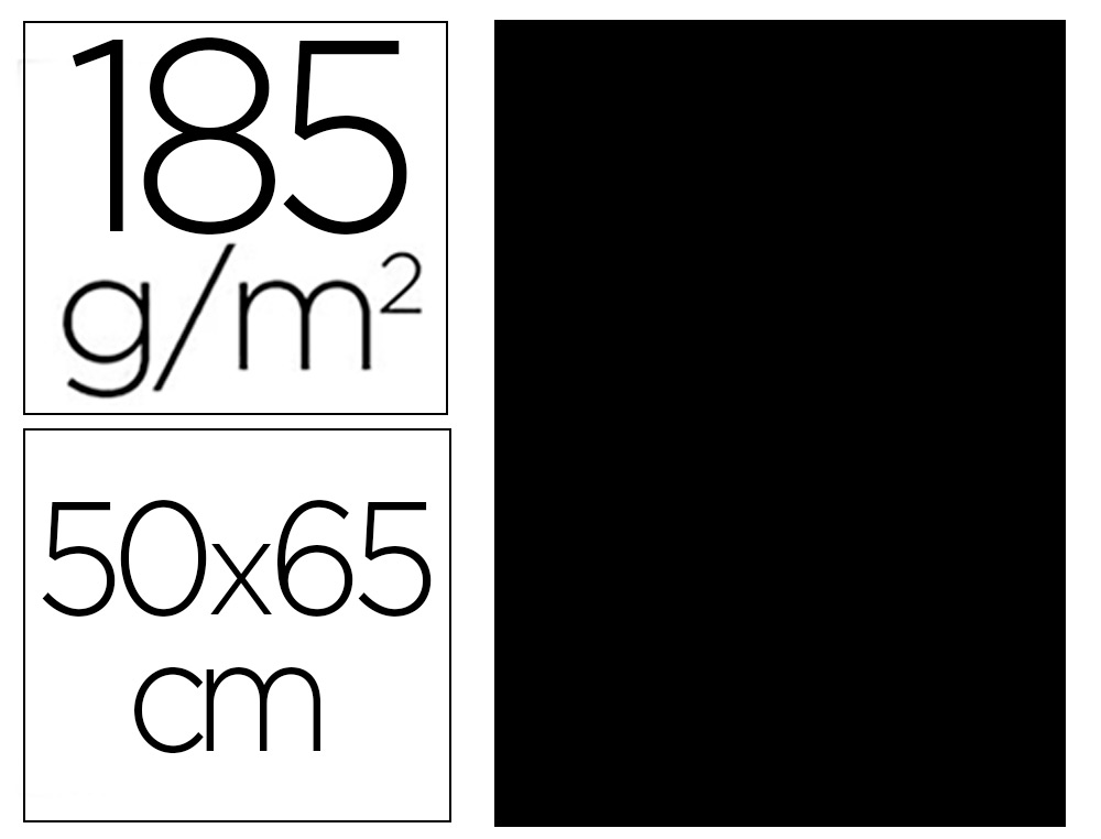 Cartulina guarro negra 50x65 cm 185 gr