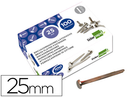 Encuadernadores liderpapel niquelados n.5 25 mm caja de 100 unidades
