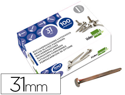 Encuadernadores liderpapel niquelados n.7 31 mm caja de 100 unidades