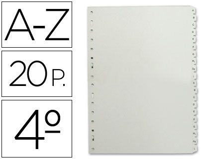 Separador alfabetico multifin 3002 plastico cuarto natural