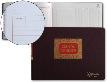 Libro miquelrius cuarto apaisado 100 hojas cuentas corrientes debe haber y saldo