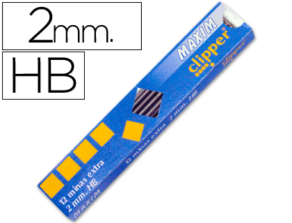 Minas maxim grafito 2 mm estuche de 12 minas