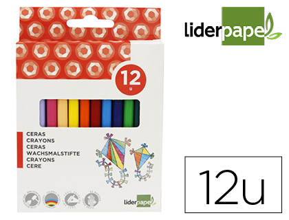 Lapices cera liderpapel caja de 12 unidades colores surtidos