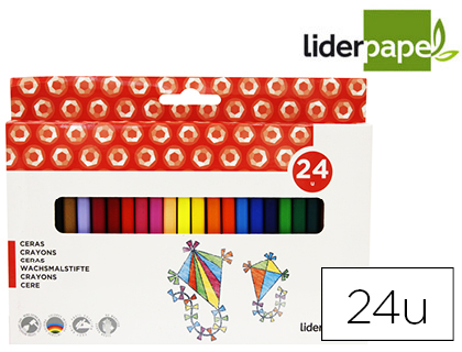 Lapices cera liderpapel caja de 24 unidades colores surtidos