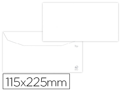 Sobre liderpapel blanco 115x225 mm solapa engomada papel offset 80 gr caja de 500 unidades