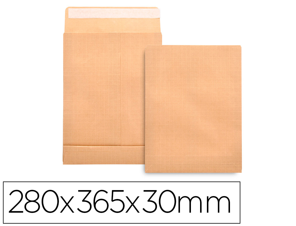Sobre liderpapel bolsa fuelle kraft 280x365x30mm solapa tirade silicona papel 120 gr caja de 50 unidades