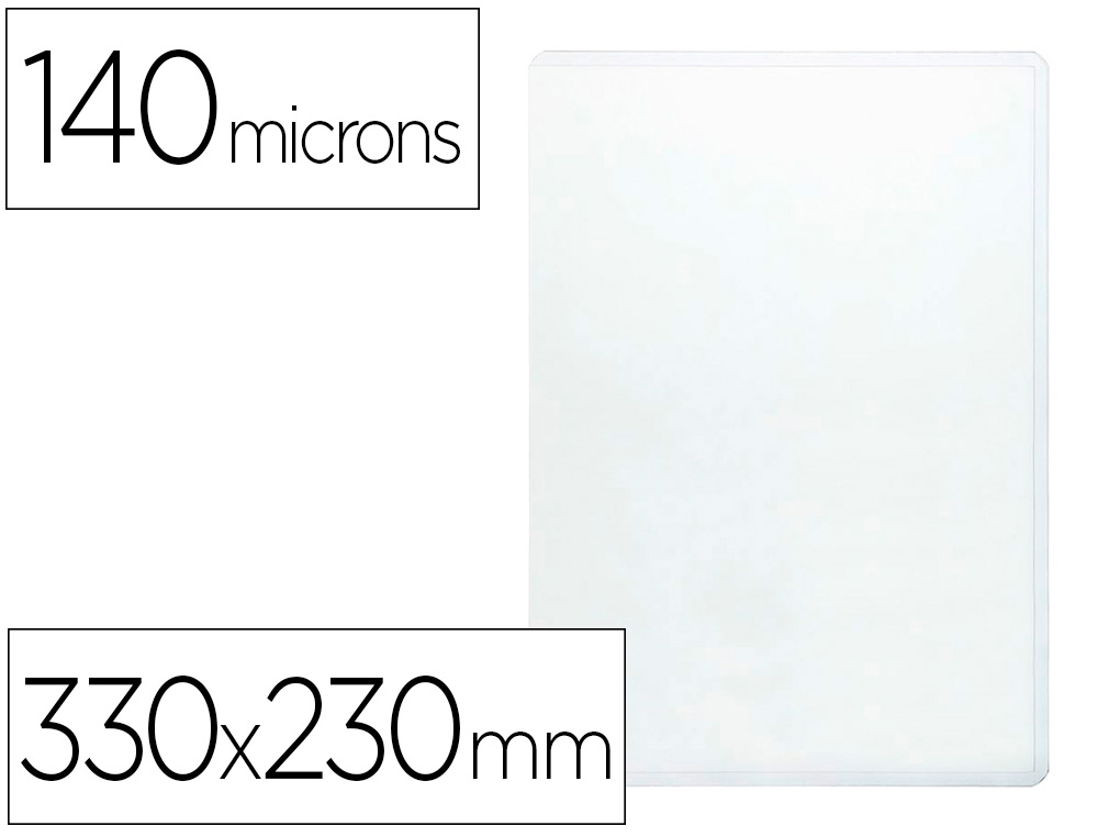 Funda portadocumento q-connect folio 140 micras pvc transparente 230x330mm