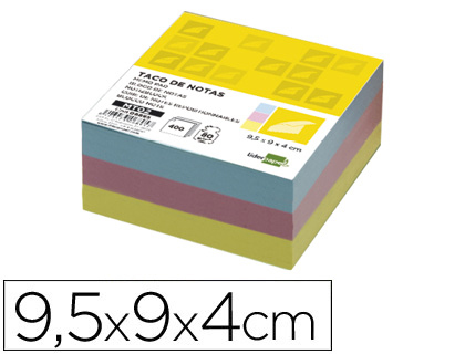 Taco papel liderpapel sin encolar colores 400 hojas 95x90x40 mm 80 gr