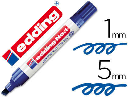 Rotulador edding marcador permanente 1 azul punta biselada 5 mm recargable