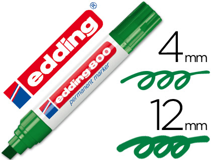 Rotulador edding marcador permanente 800 verde punta biselada 12 mm recargable