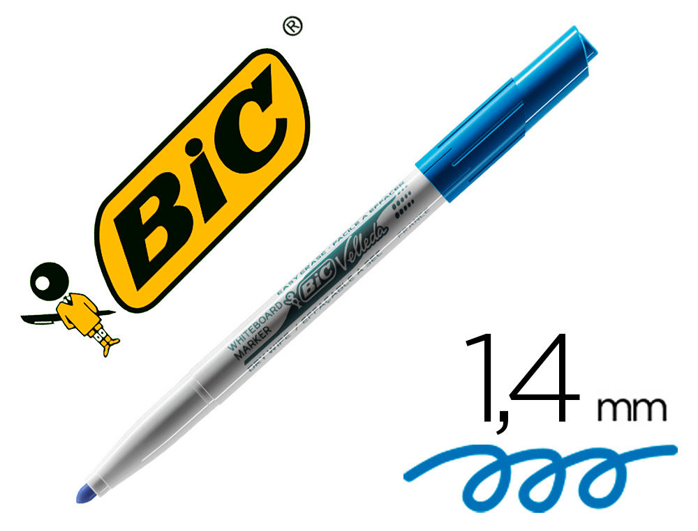 Rotulador bic velleda para pizarra azul punta redonda 1,4 mm