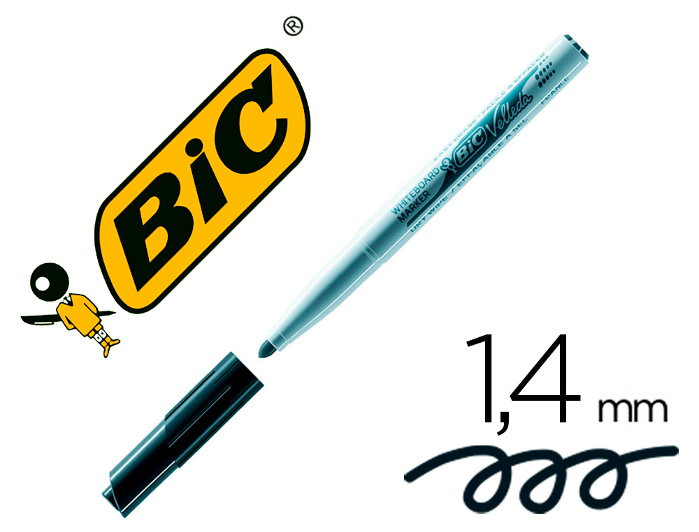 Rotulador bic velleda para pizarra negro punta redonda 1,4 mm