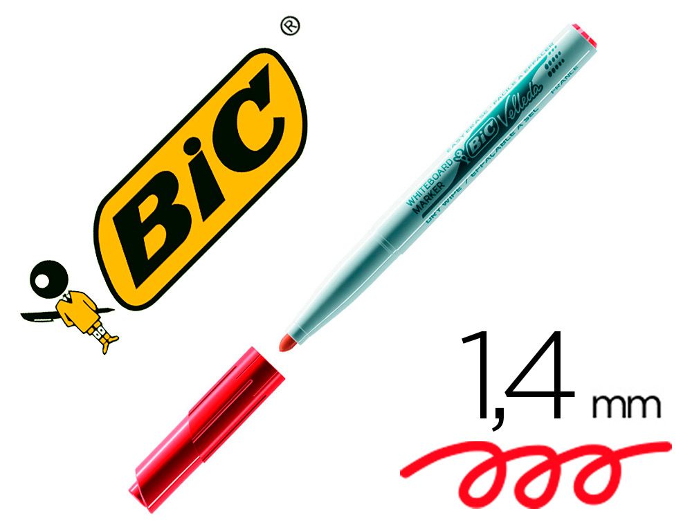 Rotulador bic velleda para pizarra rojo punta redonda 1,4 mm