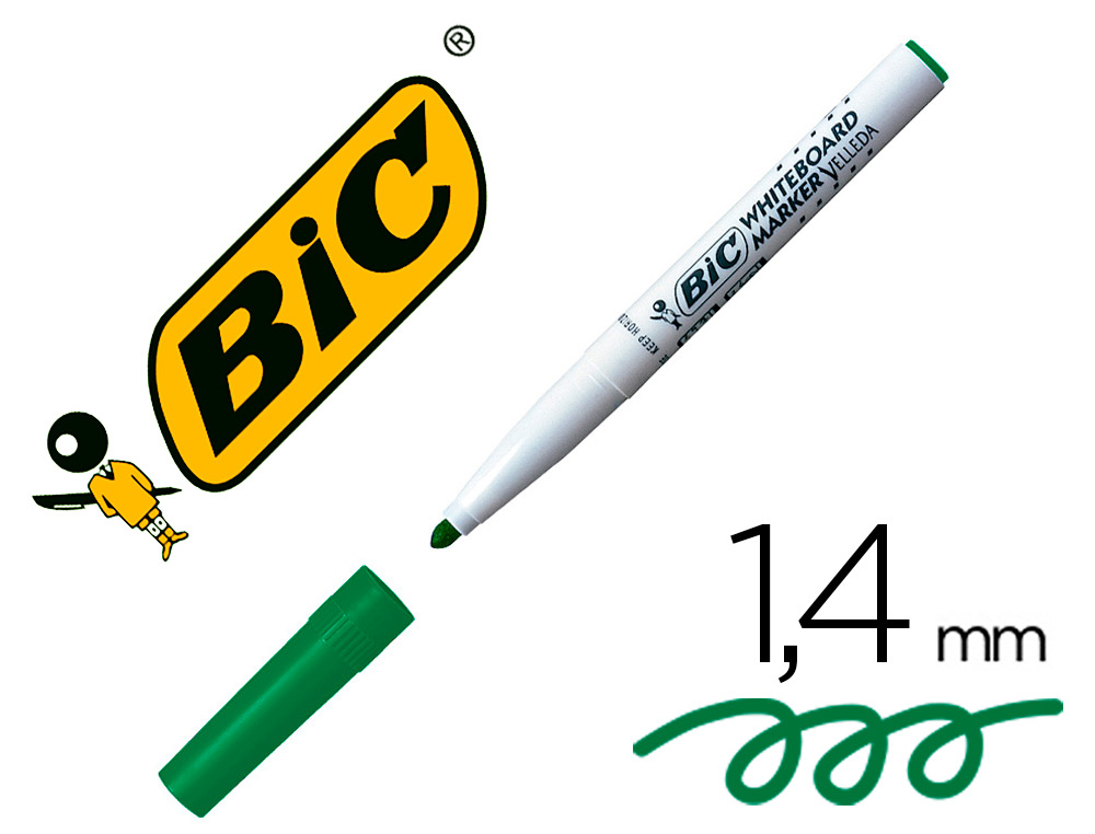 Rotulador bic velleda para pizarra verde punta redonda 1,4 mm