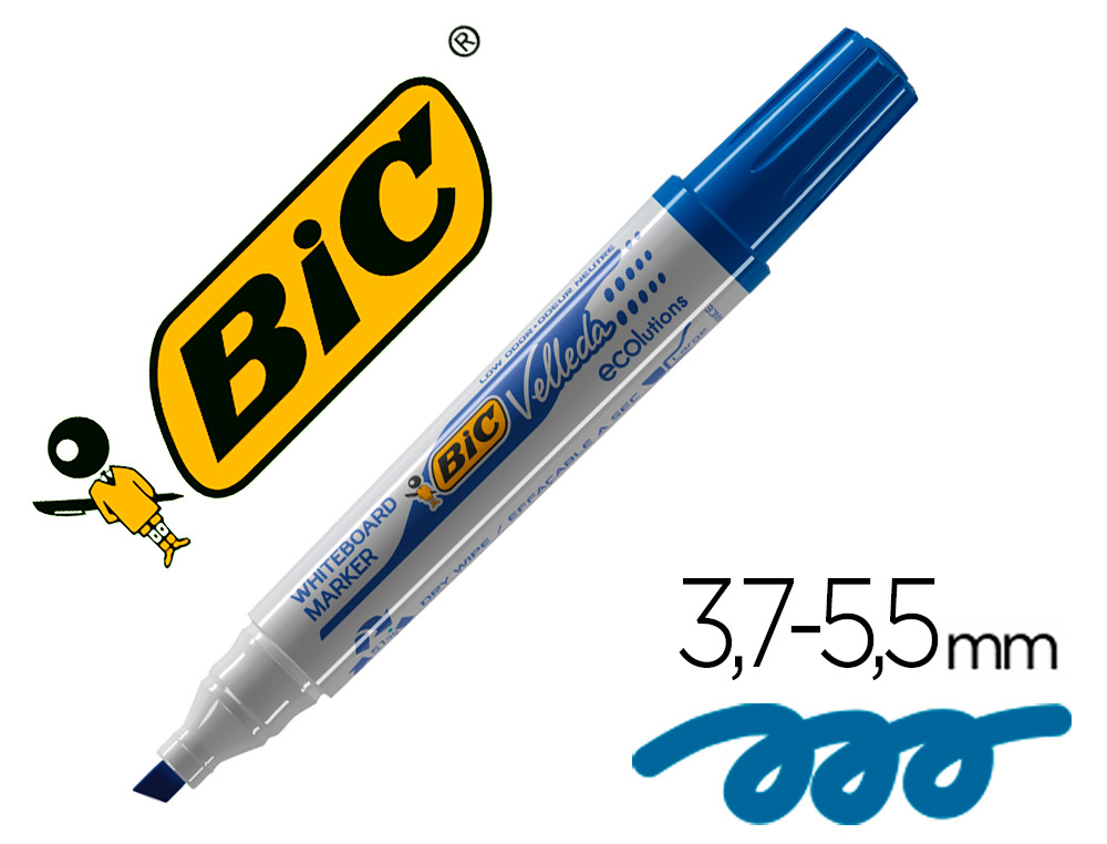 Rotulador bic velleda para pizarra azul punta biselada 5,9 mm