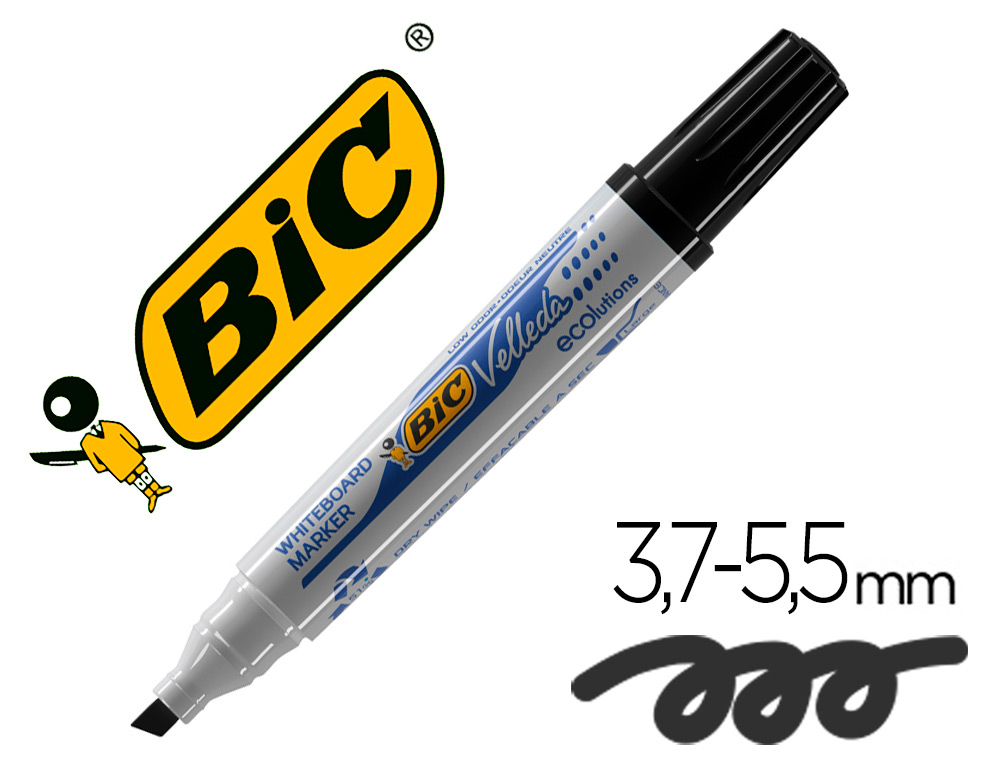 Rotulador bic velleda para pizarra negro punta biselada 5,9 mm
