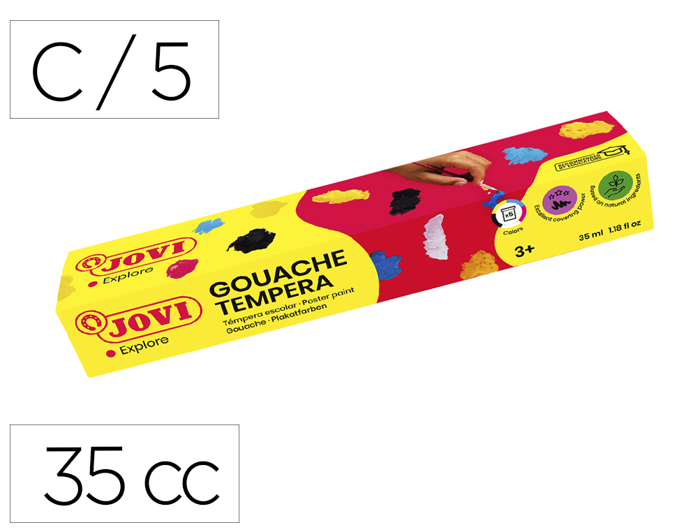 Tempera jovi 35 ml caja de 5 colores surtidos