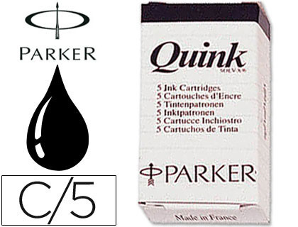 Tinta estilografica parker negra caja de 5 cartuchos
