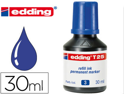 Tinta rotulador edding t-25 azul bote 30 ml