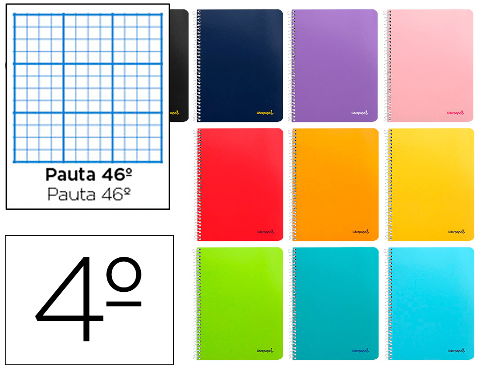 Cuaderno espiral liderpapel cuarto smart tapa blanda 80h 60gr rayado nº46 colores surtidos