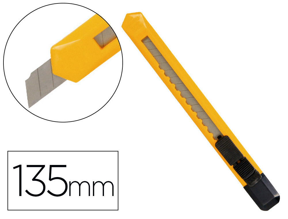 Cuter q-connect plastico estrecho cuchilla 9 mm xd-04 blister 1 unidad