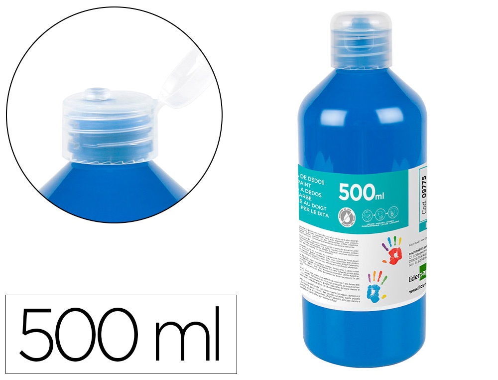 Pintura dedos liderpapel botella de 500 ml azul