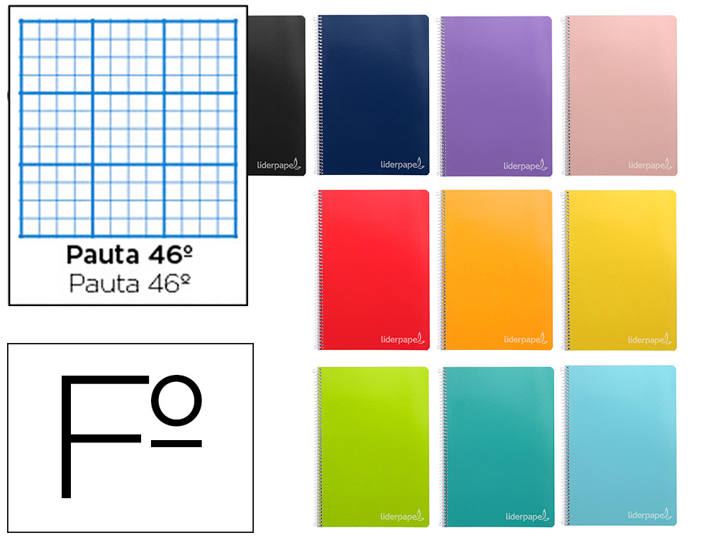 Cuaderno espiral liderpapel folio witty tapa dura 80h 75gr rayado nº46 colores surtidos