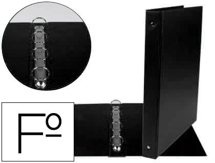 Carpeta liderpapel 4 anillas 25 mm redodas plastico folio color negro