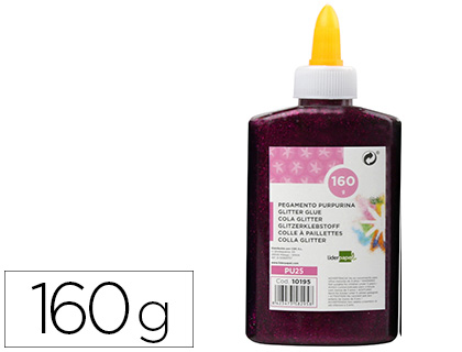 Purpurina pegamento liderpapel fantasia violeta metalizado bote de 160 gr