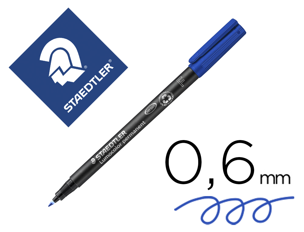 Rotulador staedtler lumocolor retroproyeccion punta de fibrapermanente 318-3 azul punta fina redonda 0.6 mm