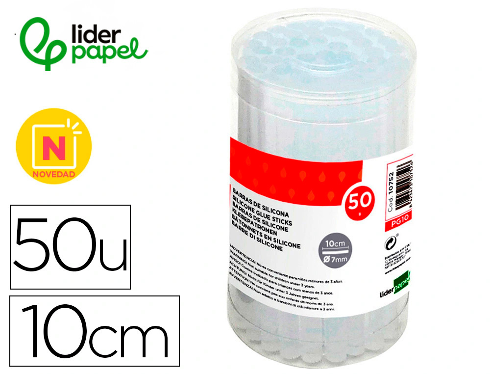 Barra termofusible liderpapel de 7 mm de diametro x 100 mm de alto caja de 50 unidades