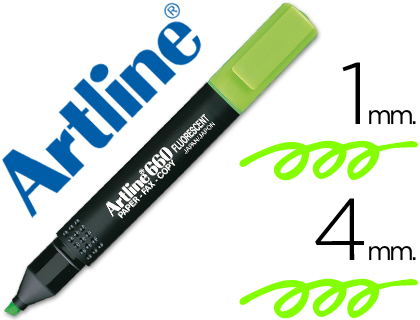 Rotulador artline fluorescente ek-660 verde punta biselada