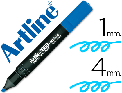 Rotulador artline fluorescente ek-660 azul punta biselada