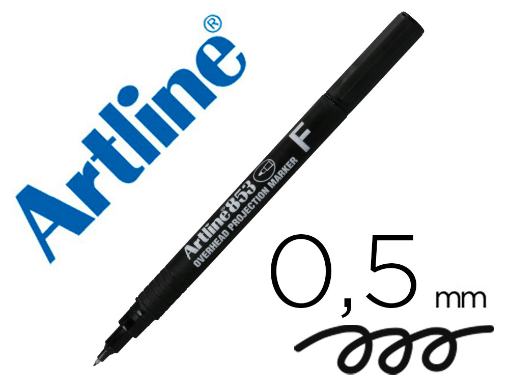 Rotulador artline retroproyeccion punta fibra permanente ek-853 negro -punta redonda 0.5 mm