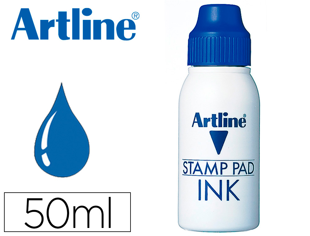 Tinta tampon artline azul bote 50 cc