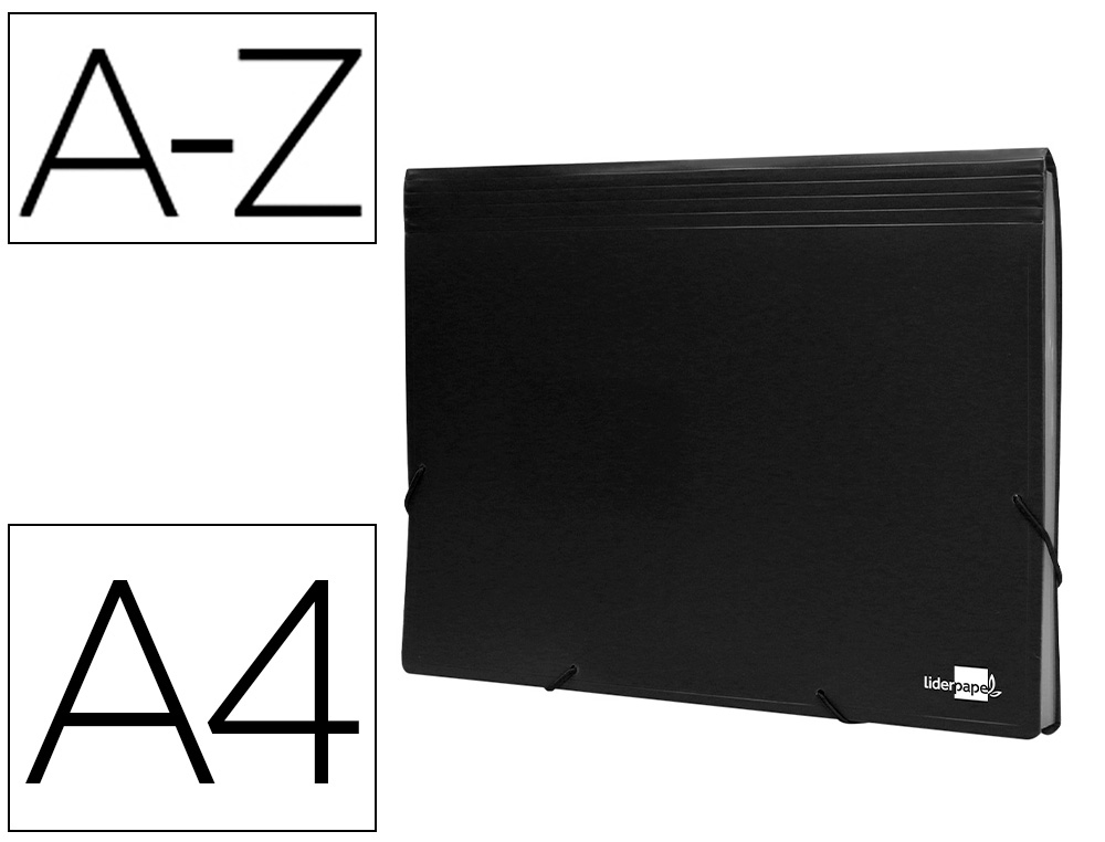 Carpeta liderpapel clasificador fuelle polipropileno din a4 negro opaco 13 departamentos
