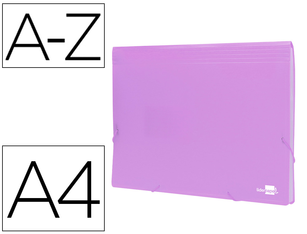 Carpeta liderpapel clasificador fuelle polipropileno din a4 lavanda opaco 13 departamentos