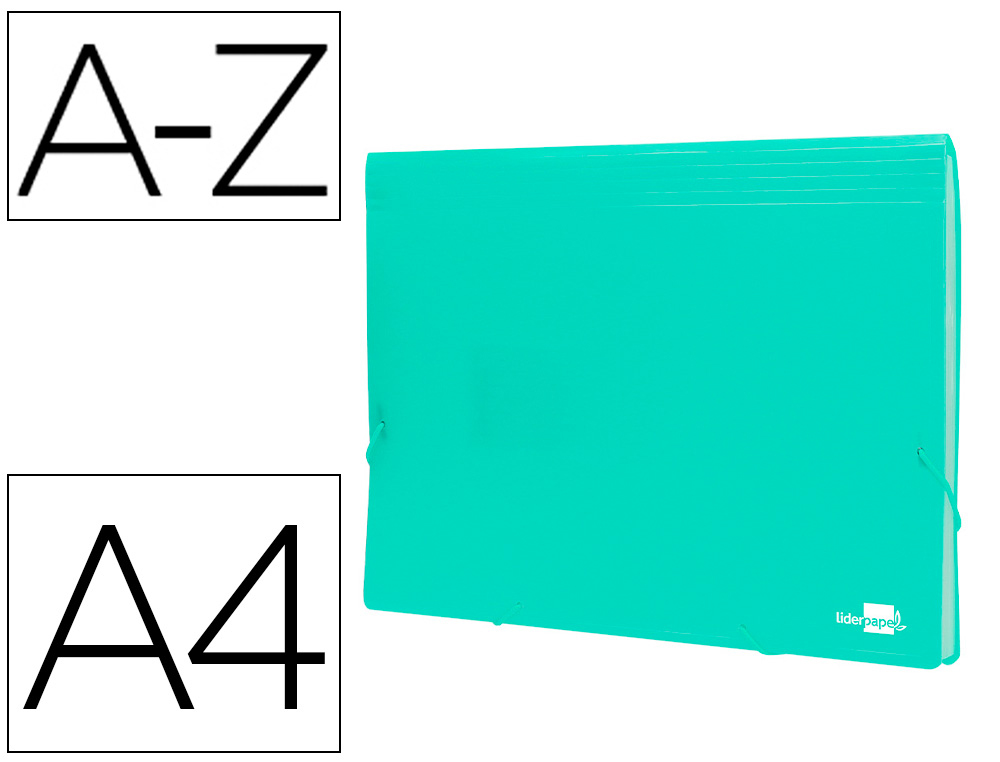 Carpeta liderpapel clasificador fuelle polipropileno din a4 verde opaco 13 departamentos