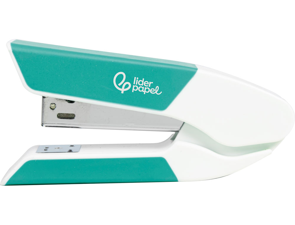 Grapadora liderpapel con regalo de extraegrapas y caja de 1000 grapas 26/6 capacidad 20h color turquesa