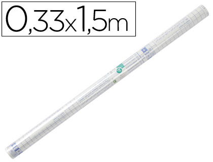 Rollo plastico adhesivo liderpapel 0.33x1.50 50 mc forralibros removible