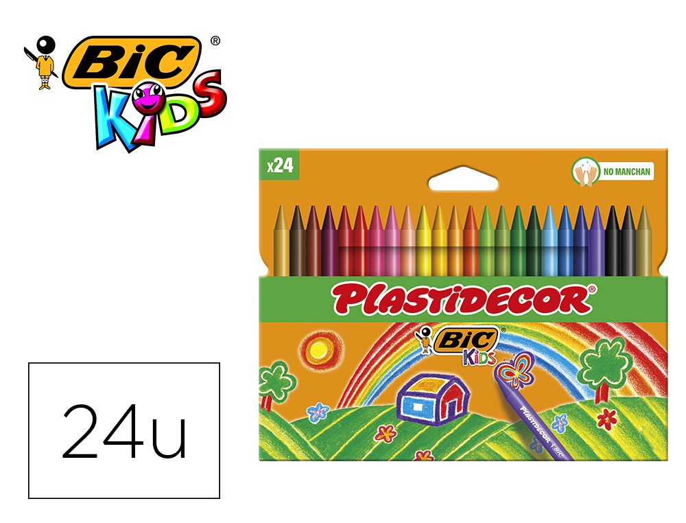 Lapices cera plastidecor caja de 24 colores surtidos