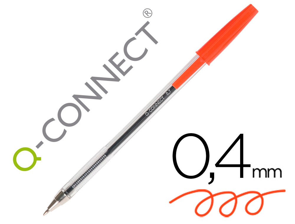 Boligrafo transparente q-connect rojo medio kf26041