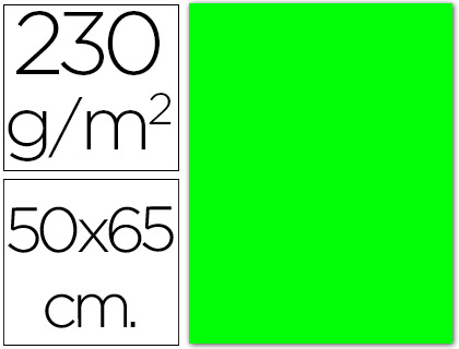 Cartulina fluorescente verde 50x65 cm 230 gr