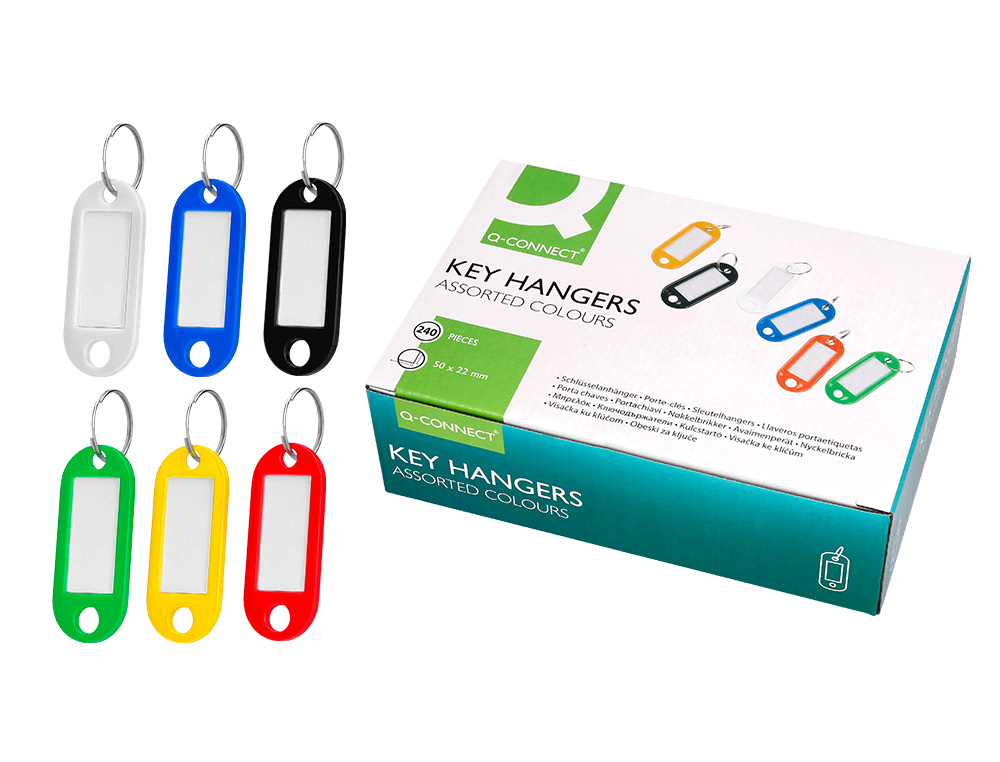 Llavero portaetiquetas q-connect expositor de 240 unidades colores surtidos