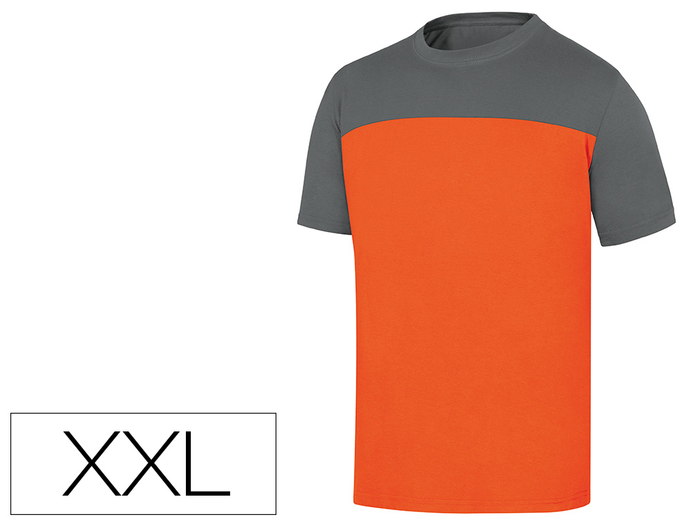 Camiseta de algodon deltaplus color gris/naranja talla xxl