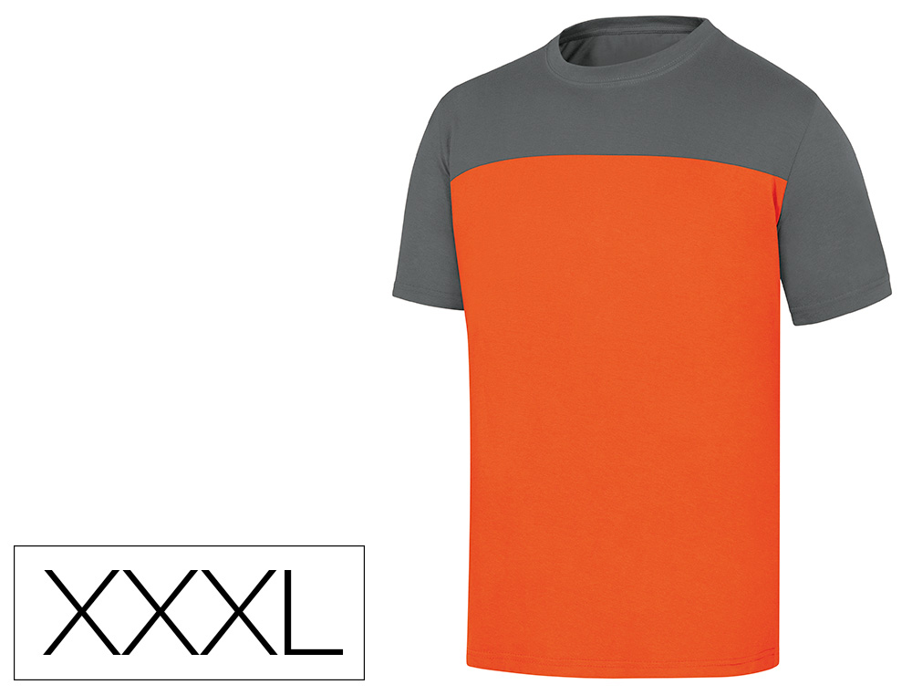 Camiseta de algodon deltaplus color gris/naranja talla 3xl