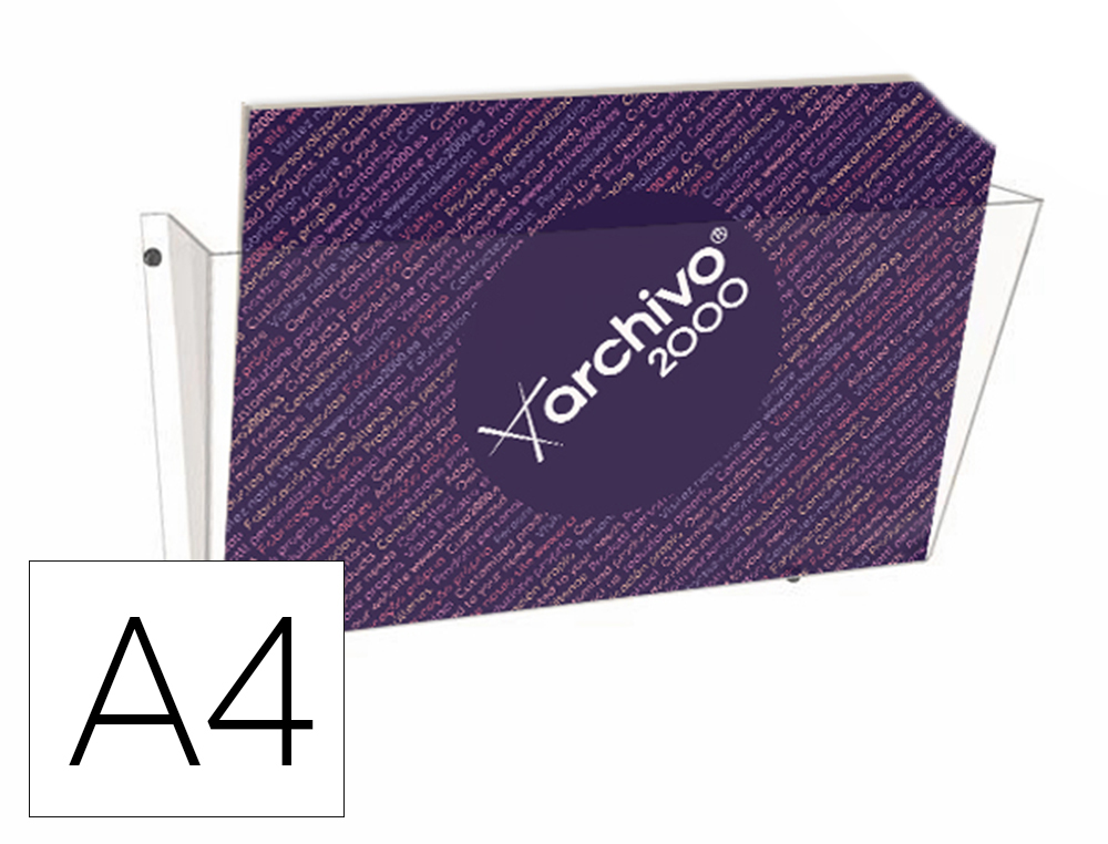 Expositor mural archivo 2000 de pared poliestireno con 1 compartimento transparente para din a4 horizontal